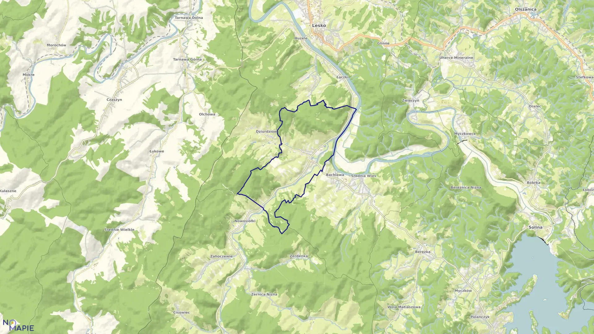 Mapa obrębu HOCZEW w gminie Lesko