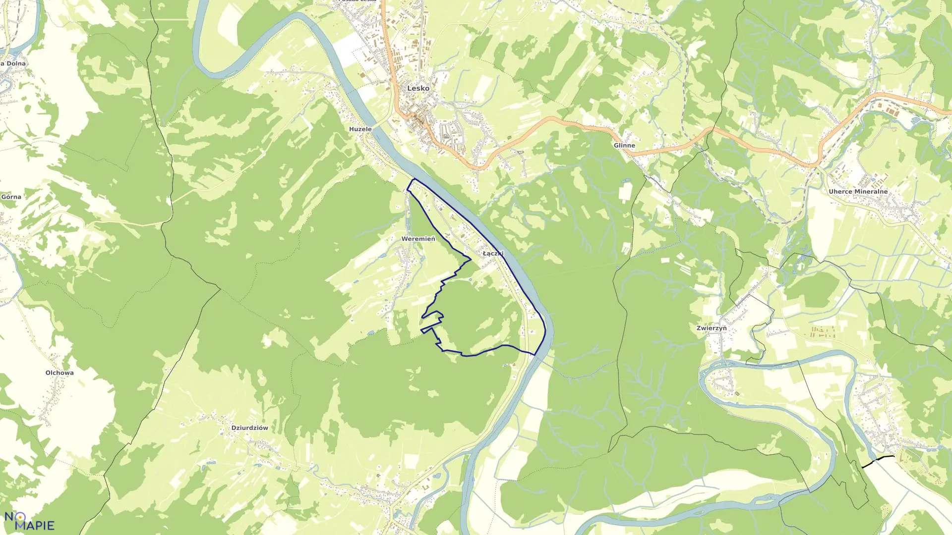 Mapa obrębu ŁĄCZKI w gminie Lesko