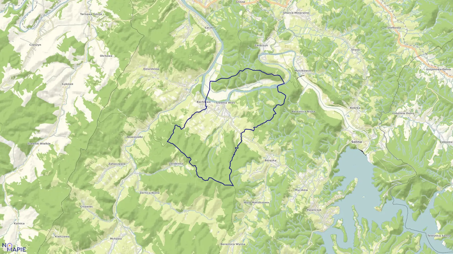 Mapa obrębu ŚREDNIA WIEŚ w gminie Lesko